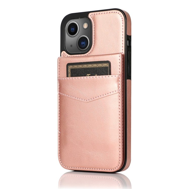 For iPhone 13 Solid Color PC + TPU Protective Case with Holder & Card Slots