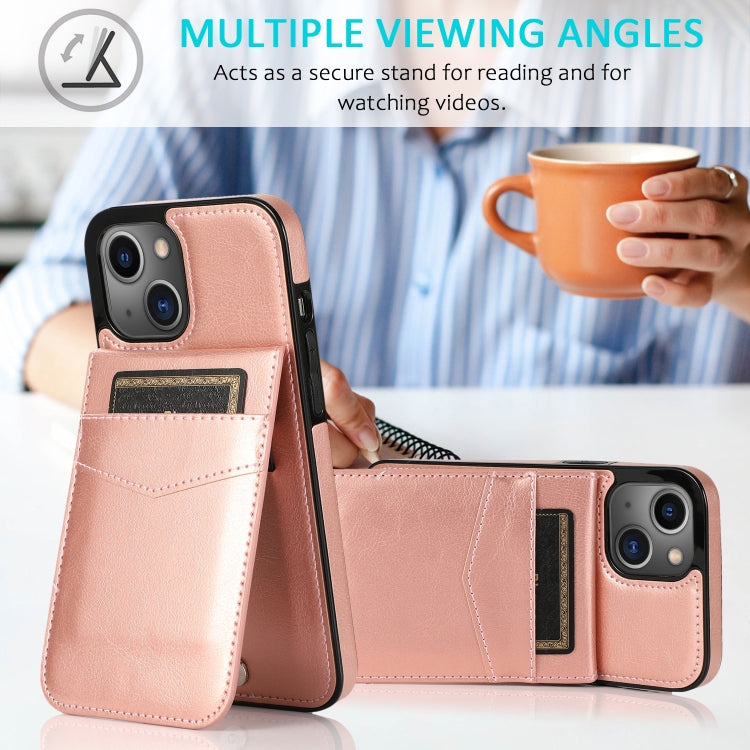 For iPhone 13 Solid Color PC + TPU Protective Case with Holder & Card Slots