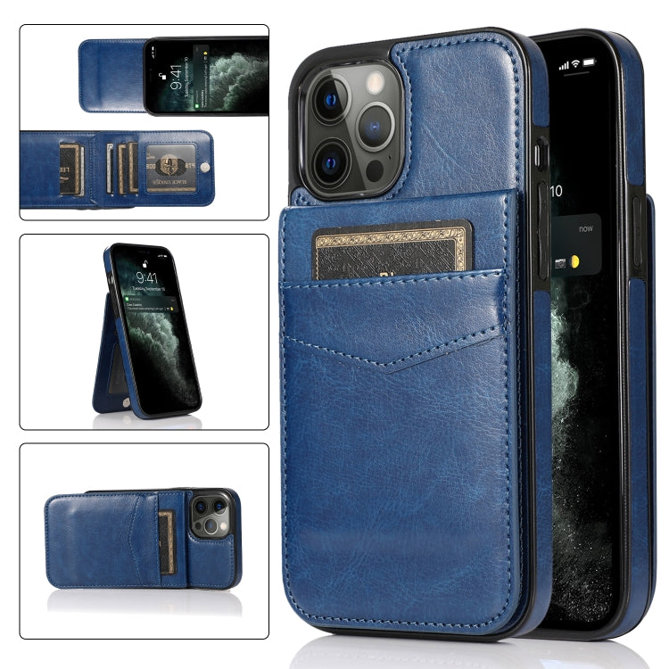 For iPhone 13 Pro Solid Color PC + TPU Protective Case with Holder & Card Slots