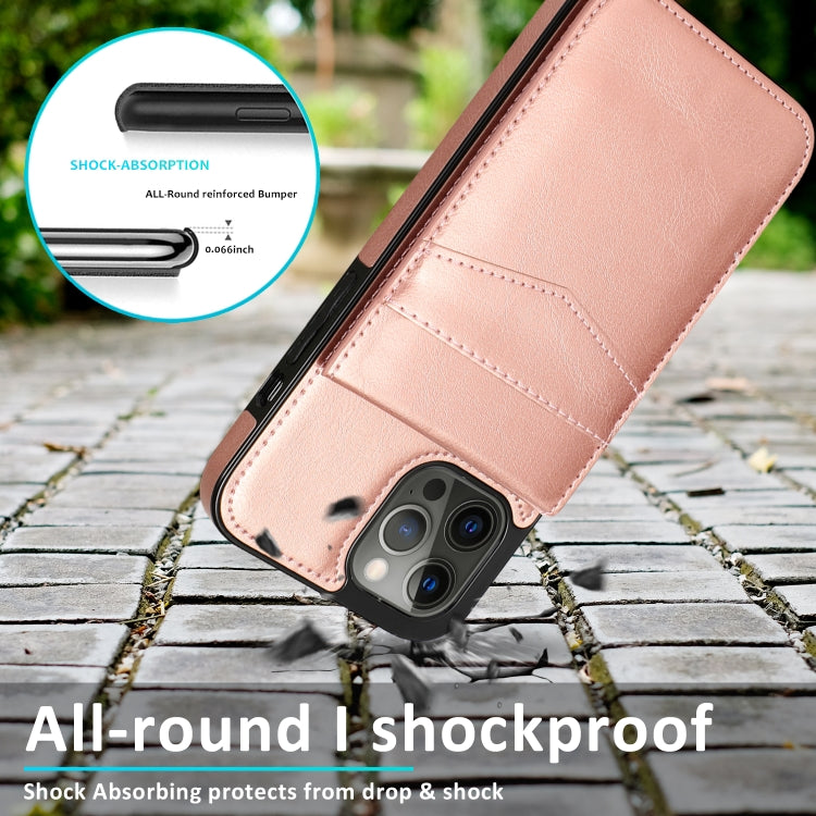 For iPhone 13 Pro Solid Color PC + TPU Protective Case with Holder & Card Slots