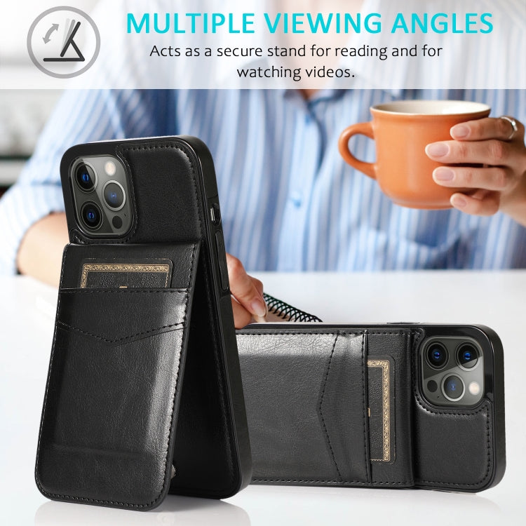 For iPhone 13 Pro Max Solid Color PC + TPU Protective Case with Holder & Card Slots