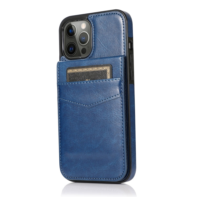 For iPhone 13 Pro Max Solid Color PC + TPU Protective Case with Holder & Card Slots