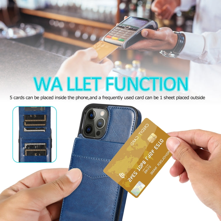 For iPhone 13 Pro Max Solid Color PC + TPU Protective Case with Holder & Card Slots