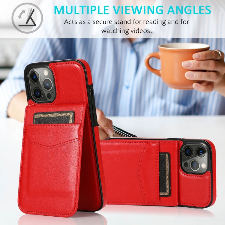 For iPhone 13 Pro Max Solid Color PC + TPU Protective Case with Holder & Card Slots