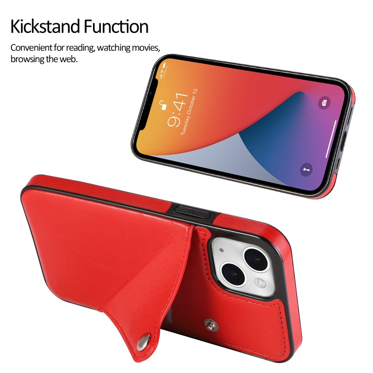 For iPhone 13 mini Pure Color Oblique Card PU + TPU Protective Case with Card Sot & Holder