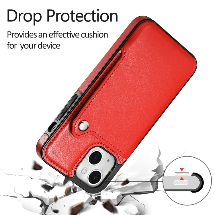 For iPhone 13 mini Pure Color Oblique Card PU + TPU Protective Case with Card Sot & Holder