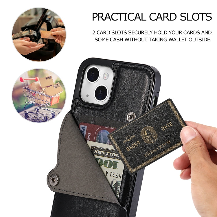 For iPhone 13 mini Pure Color Oblique Card PU + TPU Protective Case with Card Sot & Holder