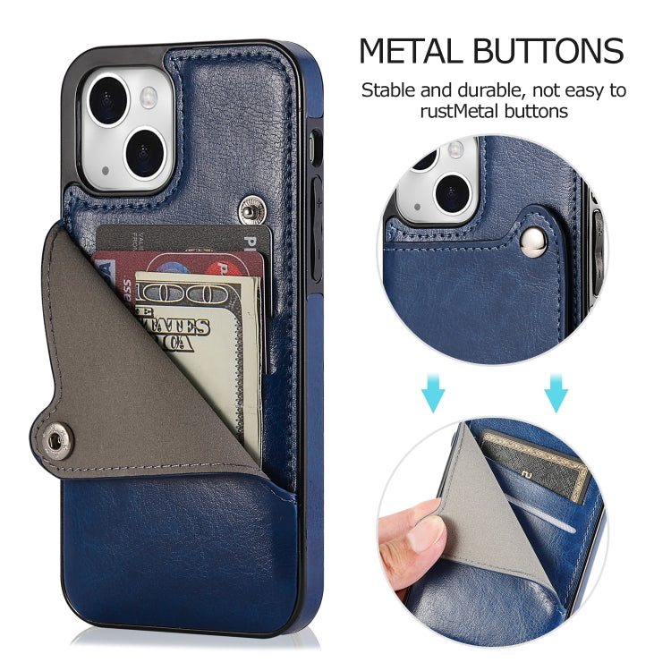 For iPhone 13 mini Pure Color Oblique Card PU + TPU Protective Case with Card Sot & Holder