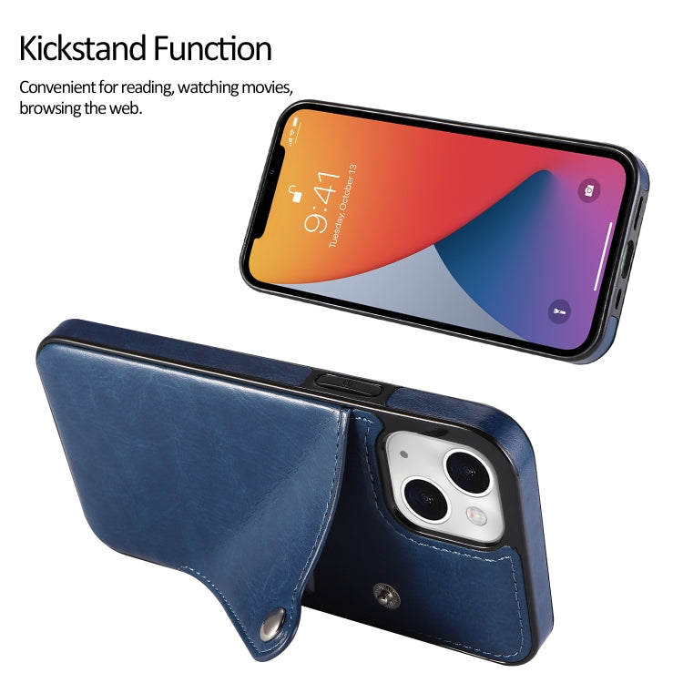 For iPhone 13 mini Pure Color Oblique Card PU + TPU Protective Case with Card Sot & Holder