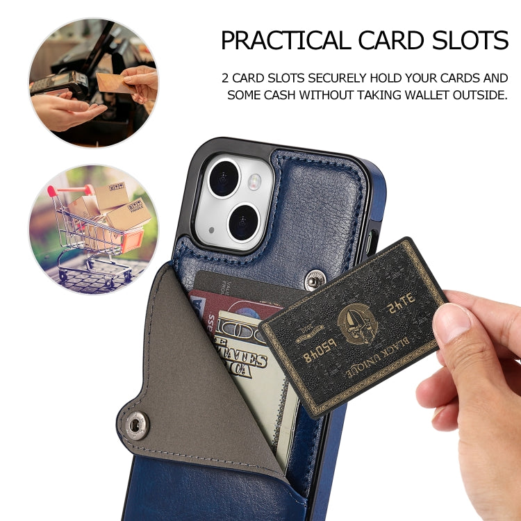 For iPhone 13 mini Pure Color Oblique Card PU + TPU Protective Case with Card Sot & Holder