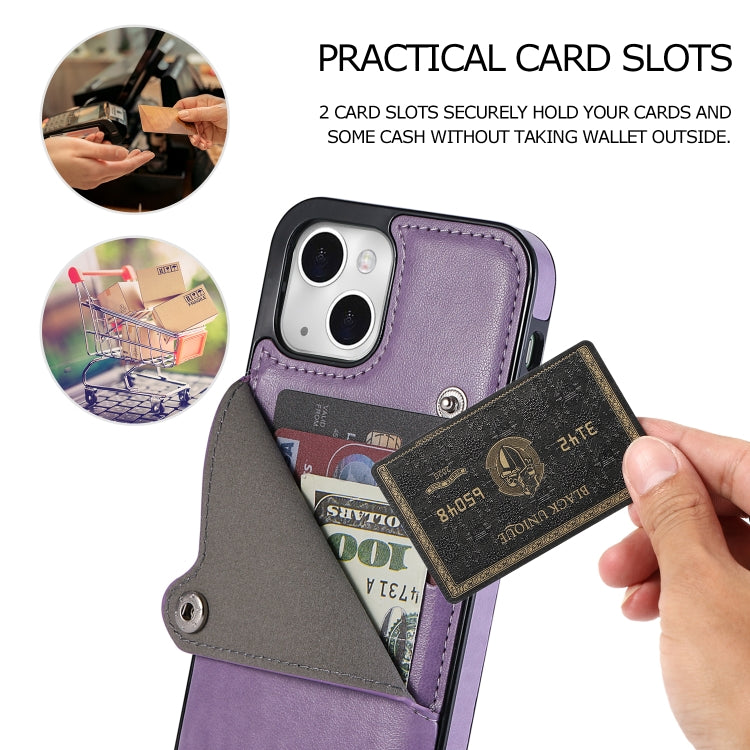 For iPhone 13 mini Pure Color Oblique Card PU + TPU Protective Case with Card Sot & Holder