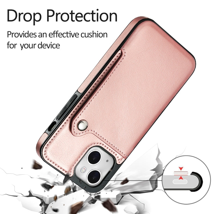 For iPhone 13 Pure Color Oblique Card PU + TPU Protective Case with Card Sot & Holder
