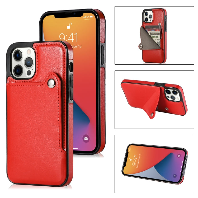 For iPhone 13 Pure Color Oblique Card PU + TPU Protective Case with Card Sot & Holder