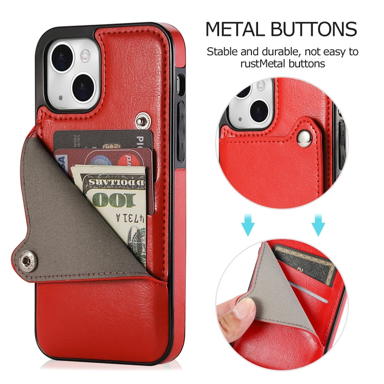 For iPhone 13 Pure Color Oblique Card PU + TPU Protective Case with Card Sot & Holder