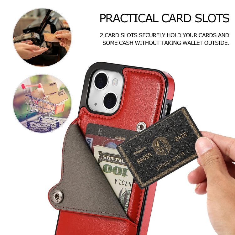 For iPhone 13 Pure Color Oblique Card PU + TPU Protective Case with Card Sot & Holder