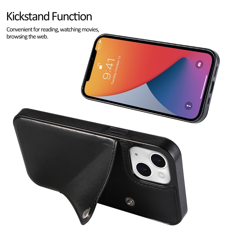 For iPhone 13 Pure Color Oblique Card PU + TPU Protective Case with Card Sot & Holder