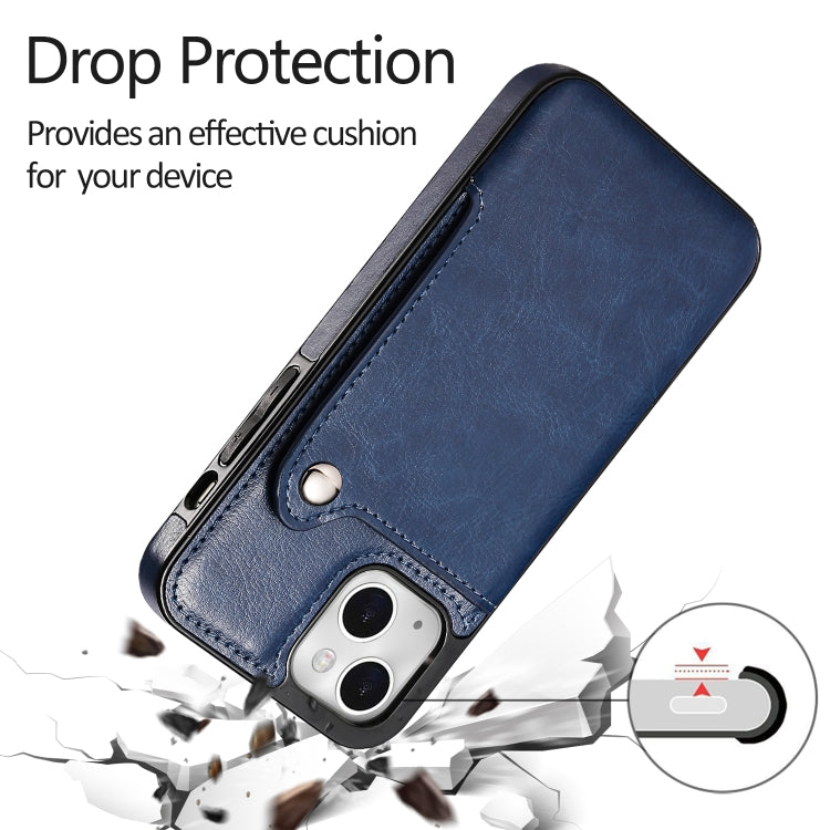 For iPhone 13 Pure Color Oblique Card PU + TPU Protective Case with Card Sot & Holder