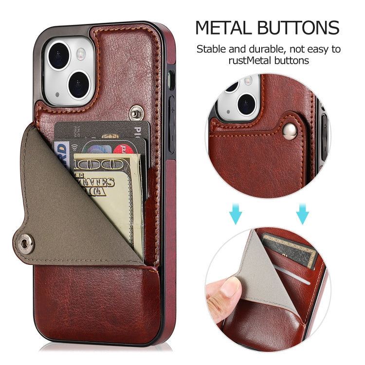 For iPhone 13 Pure Color Oblique Card PU + TPU Protective Case with Card Sot & Holder