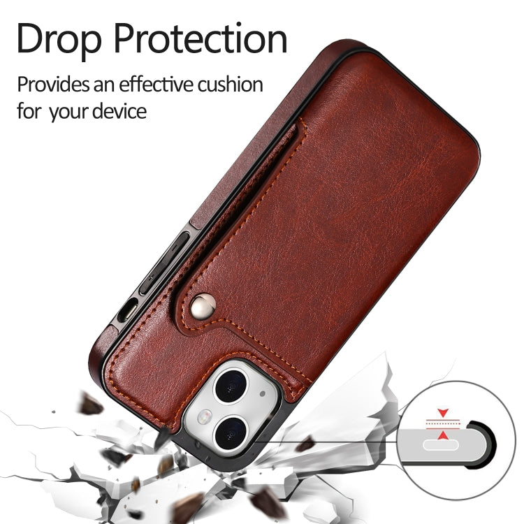 For iPhone 13 Pure Color Oblique Card PU + TPU Protective Case with Card Sot & Holder