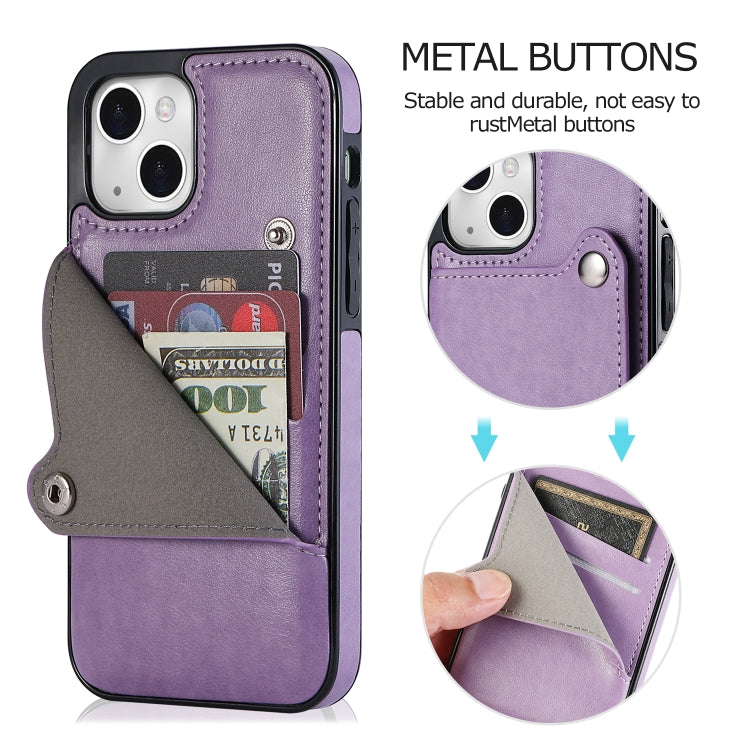 For iPhone 13 Pure Color Oblique Card PU + TPU Protective Case with Card Sot & Holder