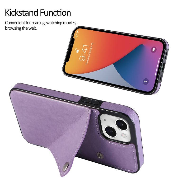 For iPhone 13 Pure Color Oblique Card PU + TPU Protective Case with Card Sot & Holder