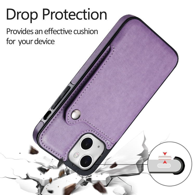For iPhone 13 Pure Color Oblique Card PU + TPU Protective Case with Card Sot & Holder