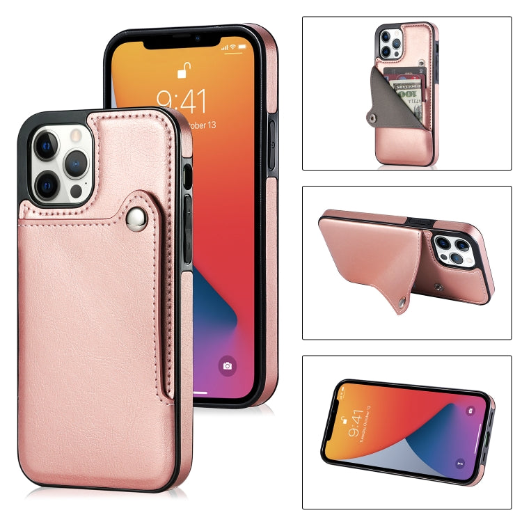 For iPhone 13 Pro Pure Color Oblique Card PU + TPU Protective Case with Card Sot & Holder