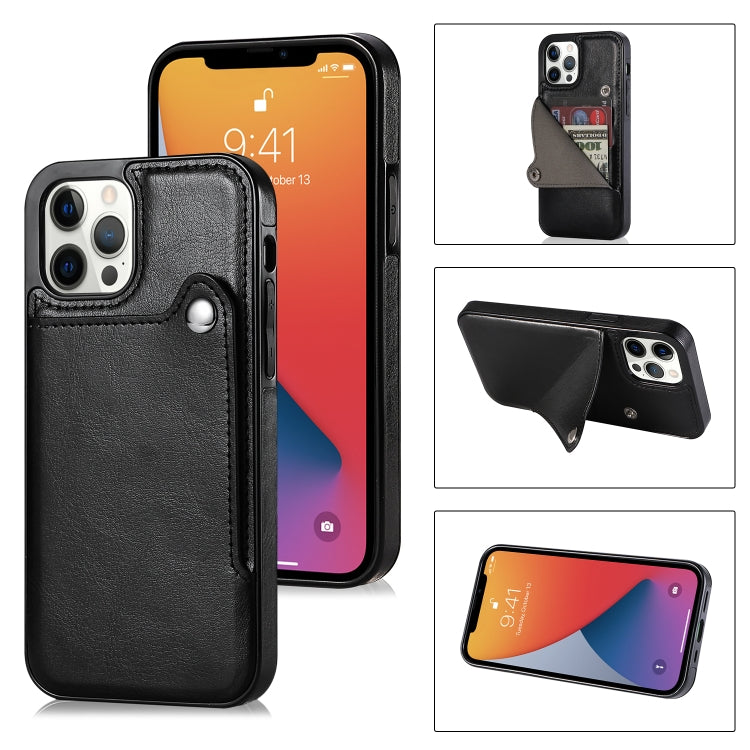 For iPhone 13 Pro Pure Color Oblique Card PU + TPU Protective Case with Card Sot & Holder