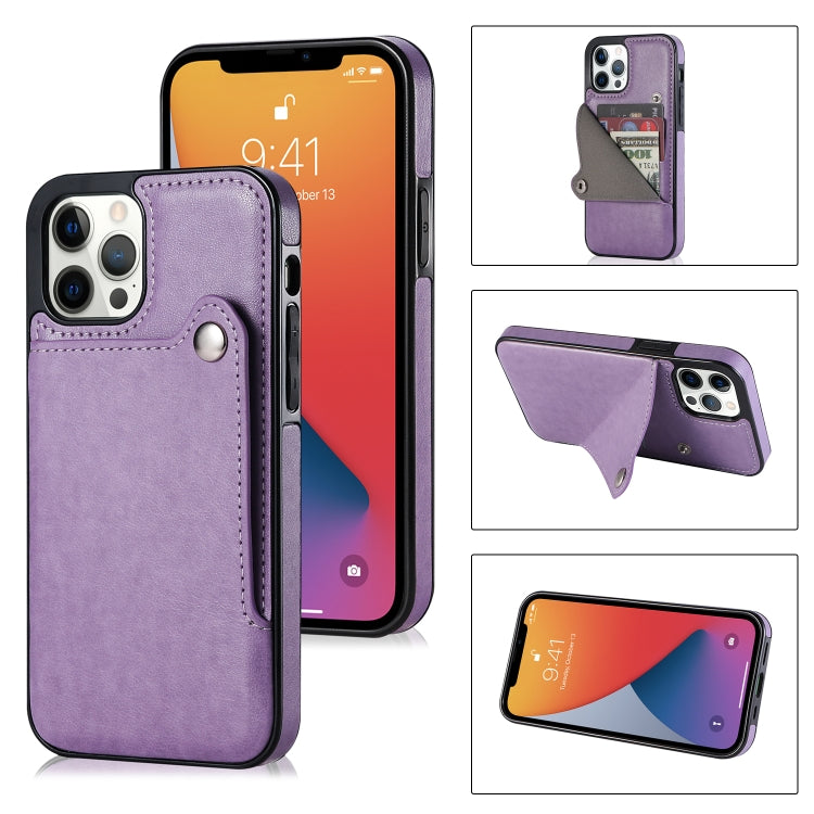 For iPhone 13 Pro Pure Color Oblique Card PU + TPU Protective Case with Card Sot & Holder
