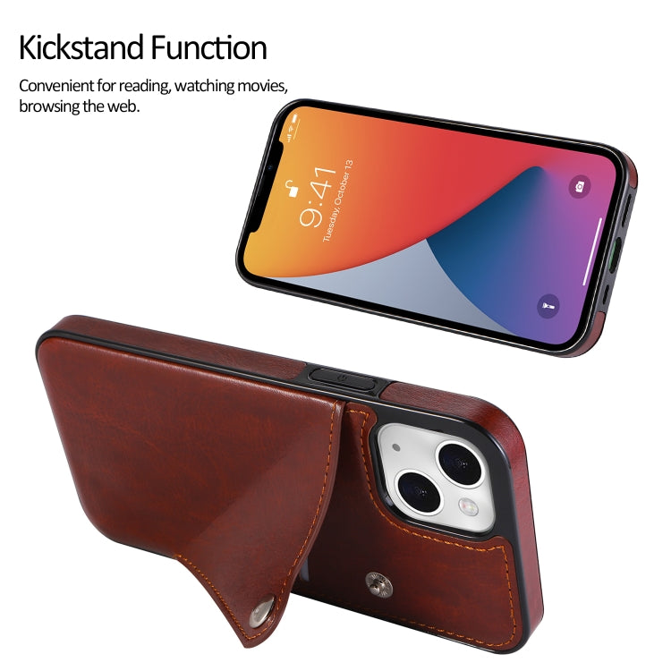 For iPhone 13 Pro Max Pure Color Oblique Card PU + TPU Protective Case with Card Sot & Holder