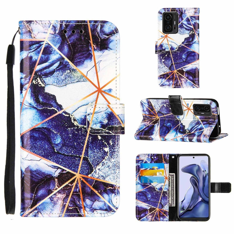 For Xiaomi Mi 11T Marble Stitching Horizontal Flip PU Leather Case with Holder & Card Slots & Wallet & Lanyard