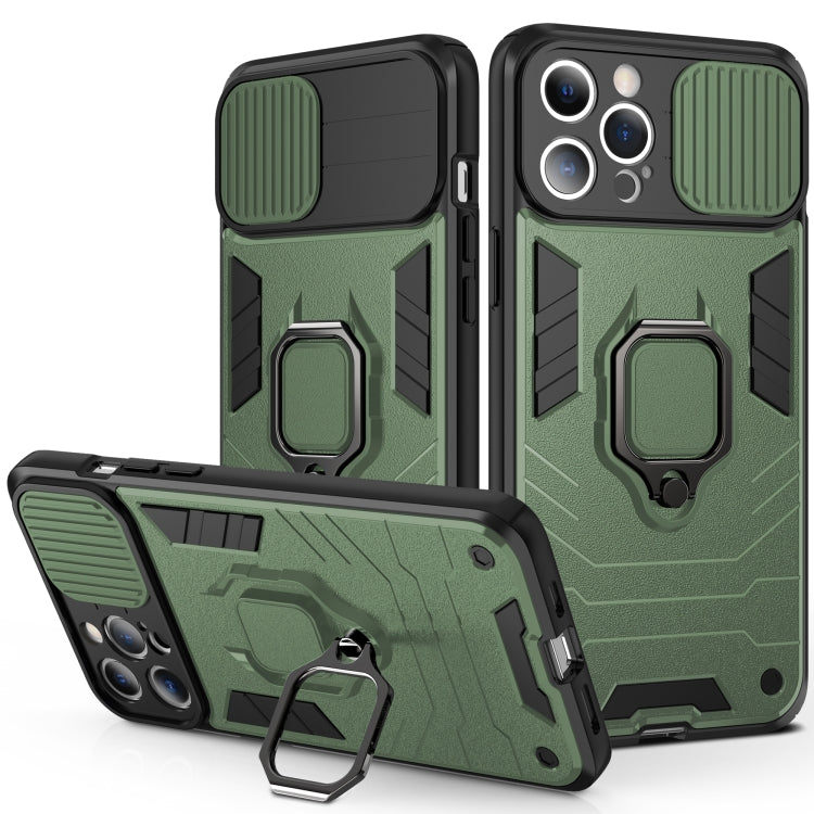 For iPhone 13 Pro Sliding Camera Cover Design TPU + PC Shockproof Case with Ring Holder