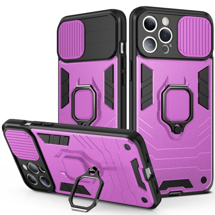 For iPhone 13 Pro Sliding Camera Cover Design TPU + PC Shockproof Case with Ring Holder