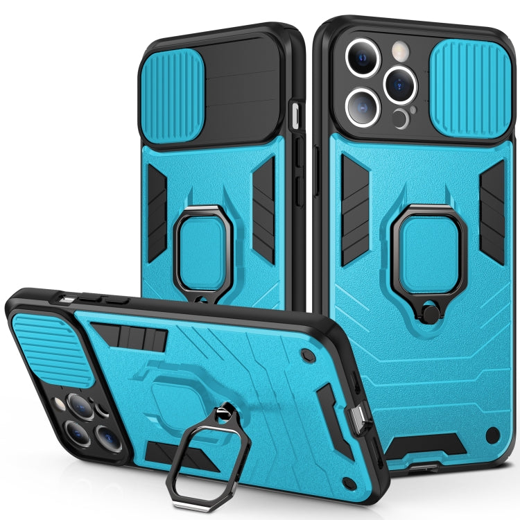 For iPhone 13 Pro Sliding Camera Cover Design TPU + PC Shockproof Case with Ring Holder