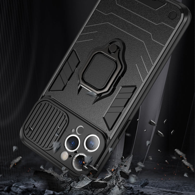For iPhone 13 Pro Sliding Camera Cover Design TPU + PC Shockproof Case with Ring Holder