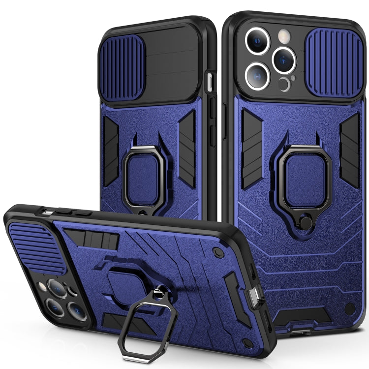 For iPhone 13 Pro Max Sliding Camera Cover Design TPU + PC Shockproof Case with Ring Holder