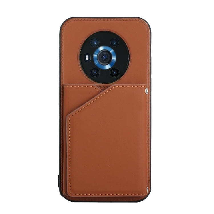 For Honor Magic3 Skin Feel PU + TPU + PC Back Cover Shockproof Case with Card Slots & Holder & Photo Frame