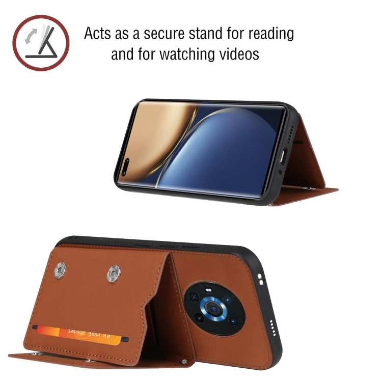 For Honor Magic3 Skin Feel PU + TPU + PC Back Cover Shockproof Case with Card Slots & Holder & Photo Frame