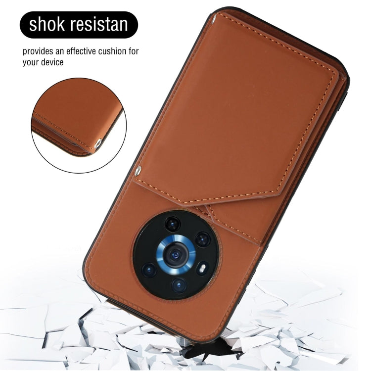 For Honor Magic3 Skin Feel PU + TPU + PC Back Cover Shockproof Case with Card Slots & Holder & Photo Frame