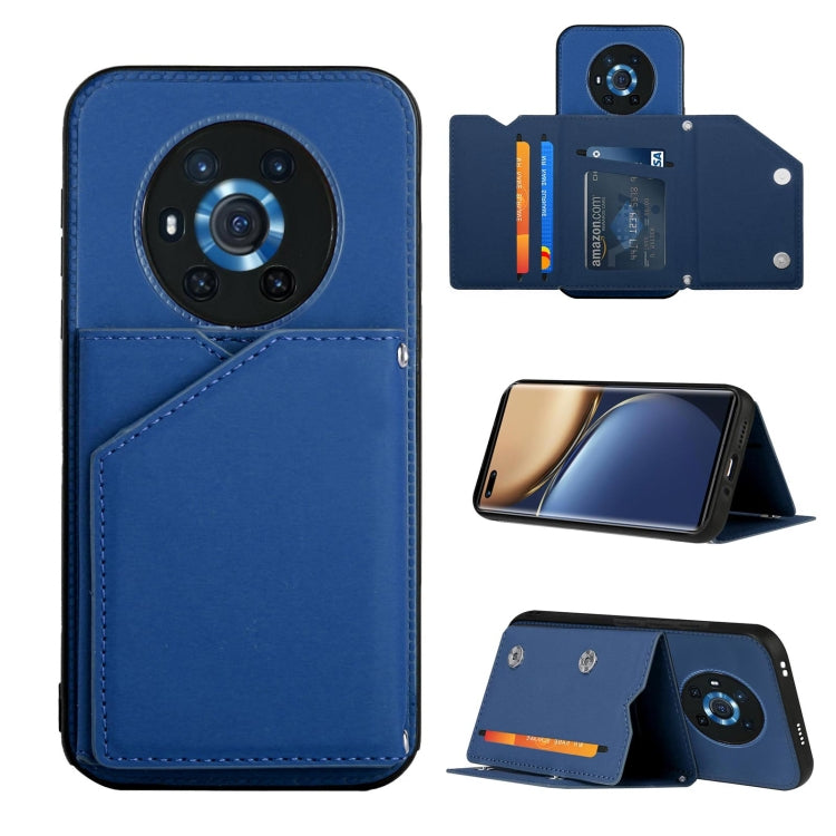 For Honor Magic3 Skin Feel PU + TPU + PC Back Cover Shockproof Case with Card Slots & Holder & Photo Frame