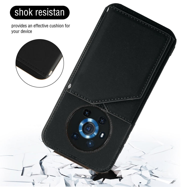 For Honor Magic3 Skin Feel PU + TPU + PC Back Cover Shockproof Case with Card Slots & Holder & Photo Frame