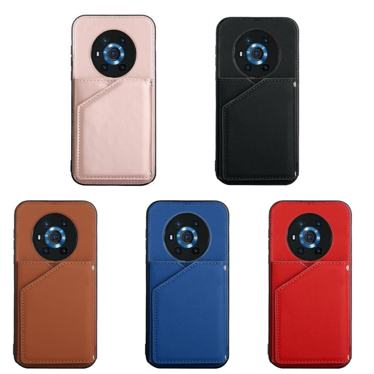 For Honor Magic3 Skin Feel PU + TPU + PC Back Cover Shockproof Case with Card Slots & Holder & Photo Frame