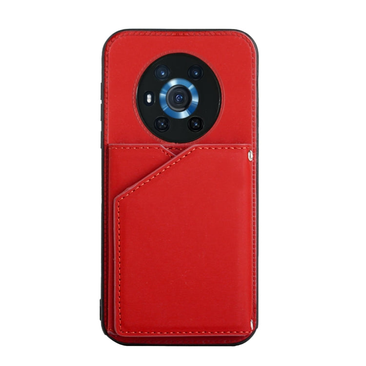 For Honor Magic3 Skin Feel PU + TPU + PC Back Cover Shockproof Case with Card Slots & Holder & Photo Frame