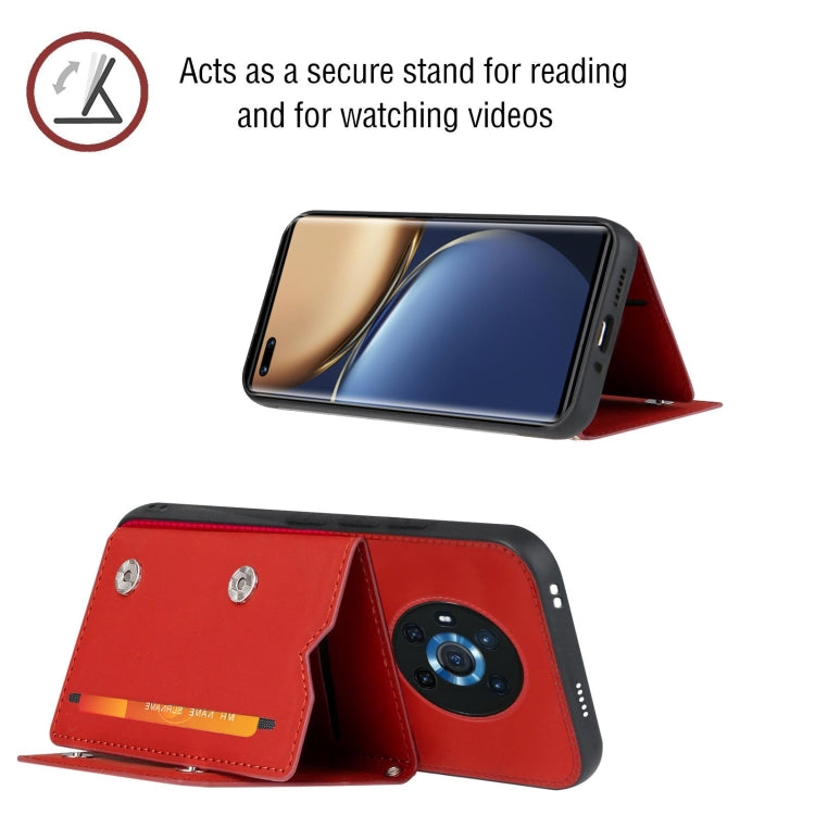For Honor Magic3 Skin Feel PU + TPU + PC Back Cover Shockproof Case with Card Slots & Holder & Photo Frame