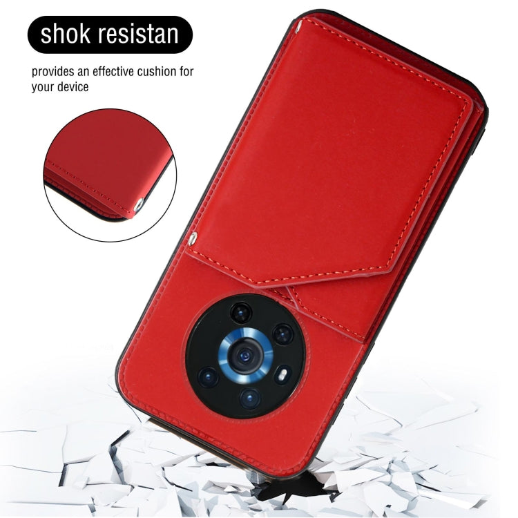 For Honor Magic3 Skin Feel PU + TPU + PC Back Cover Shockproof Case with Card Slots & Holder & Photo Frame