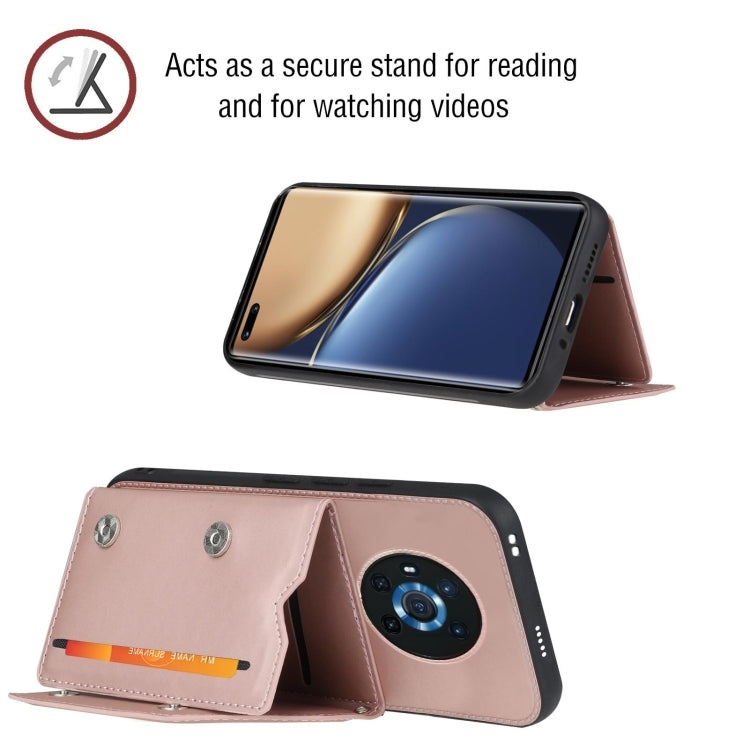 For Honor Magic3 Skin Feel PU + TPU + PC Back Cover Shockproof Case with Card Slots & Holder & Photo Frame