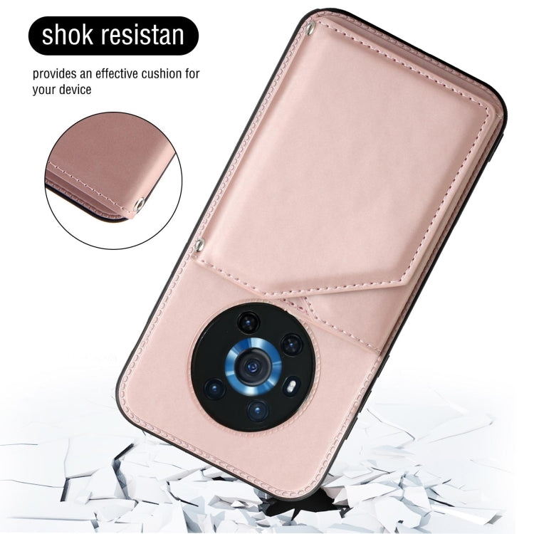 For Honor Magic3 Skin Feel PU + TPU + PC Back Cover Shockproof Case with Card Slots & Holder & Photo Frame