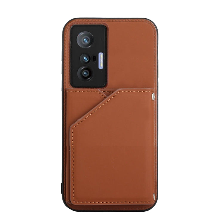 For vivo X70 Skin Feel PU + TPU + PC Back Cover Shockproof Case with Card Slots & Holder & Photo Frame