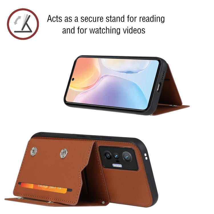 For vivo X70 Skin Feel PU + TPU + PC Back Cover Shockproof Case with Card Slots & Holder & Photo Frame