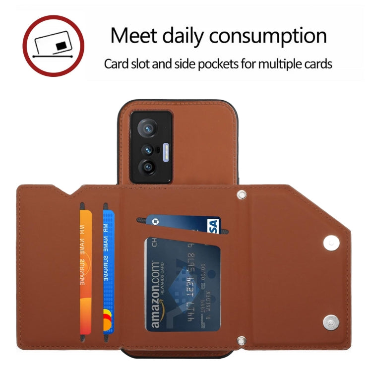 For vivo X70 Skin Feel PU + TPU + PC Back Cover Shockproof Case with Card Slots & Holder & Photo Frame